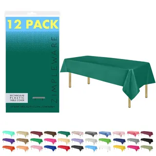 ZIMPLEWARE Einweg-Tischdecke aus Kunststoff, 137,2 x 274,3 cm, rechteckig, für den Innen- und Außenbereich, Dunkelgrün, 12 Stück