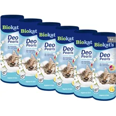 Biokat's Deo Pearls Cotton Blossom - Streuzusatz mit Duft für Frische und feste Klumpen in der Katzentoilette - 6 Dosen (6 x 700 g)