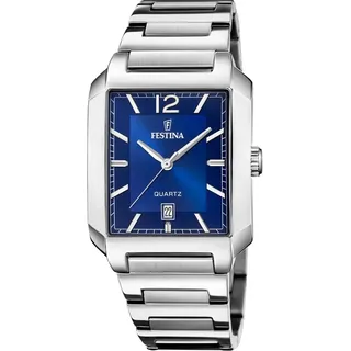 Festina Herrenuhr Rechteckig Stahl/Blau