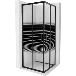 Mexen Rio quadratische Duschkabine 80 x 80 cm, Gestreift, Schwarz - 860-080-080-70-20