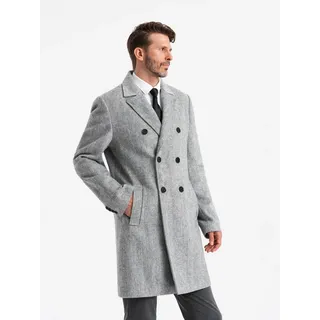 Ombre Clothing Zweireihiger Herrenmantel Mathias Mbakop grau XL - Grau - XL