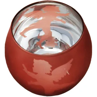 Windlicht Weihnachten rosa matt rund mit einem Engel Höhe 6cm