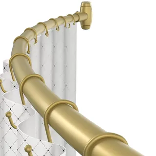 TOPROD Gebogene Duschvorhangstange, verstellbar, 121,9-183,9 cm, Duschvorhangstangen für Badezimmer, erweiterbare Edelstahl-Duschvorhangstange, Teleskop-Design, angepasst für Badewanne, Gold