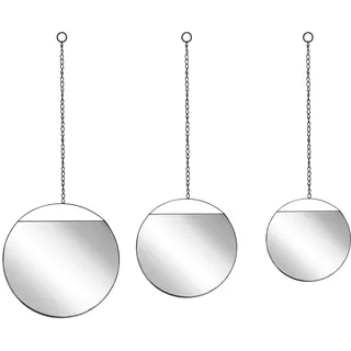 Beliani Wandspiegel schwarz 24/29/33 cm 3er Set Odos , Metall , Rund , 33x80x1 cm , Spiegel, Wandspiegel