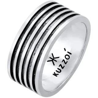 KUZZOI Ring Herren Bandring massiv Rillen 925 Silber, Gr. 64, grau, Fingerringe, Herren, 64, Silber 925 (Sterlingsilber), Silberring