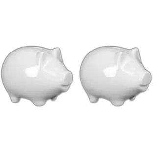 Holst Porzellan ACS 005 Geld-, Tip-, Trinkgeld Sparschwein 13 x 9,5 cm, weiß, 13.5 x 9.5 x 9 cm (Packung mit 2)
