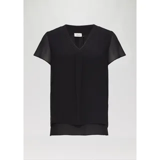 S.Oliver BLACK LABEL Shirtbluse, in Doppel-Layer-Optik und mit V-Ausschnitt, schwarz