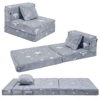 MeMoreCool Kinder Klappsofa mit Glow Sterne, Ausklappbares Kindersofa