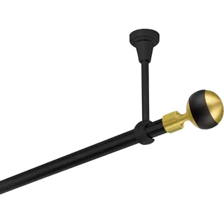 Gardinenstange 120 cm 1-läufig Schwarz Matt 19 mm - stabil, mit Kugel Duo, Komplettset, für Wand- & Deckenmontage - Schwarz