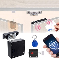 Elektronisches Schrankschloss, intelligentes NFC-RFID-Schlösser-Set, versteckte DIY-Schrankschlösser mit Schiebeverriegelung für Doppeltürenschrank, Spind, Schublade, Holzschrank (Android-Support)