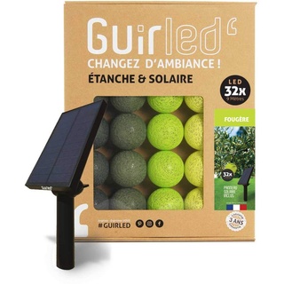 GuirLED - Außengirlande mit Lichtkugeln LED-Guinguette - Wasserdicht IP55 - Hocheffizientes Solarpanel - Automatisches EIN/AUS - 32 Kugeln 6 m- Farn