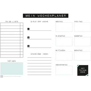 TYSK Design Schreibtischunterlage Mint 2er Pack (Design wählbar) Tischunterlage aus Papier zum Abreißen DIN A3 to Do Liste Notizblock Wochenplaner