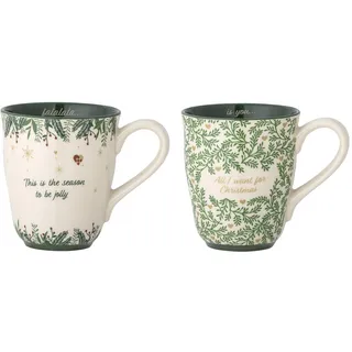 Bloomingville Grazia Becher, Tasse, Grün, Steingut, T9xH10 cm, 2er-Set, 300 ml