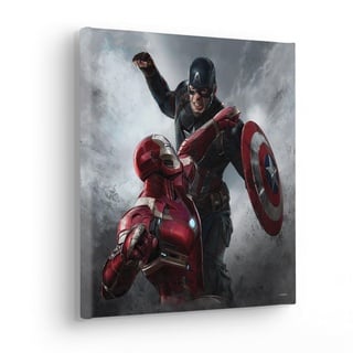 KOMAR Komar Keilrahmenbild - Captain America vs. Iron Man - Größe 30 x 30 cm - Kinderzimmerbild, Wandbild, Kinderzimmer