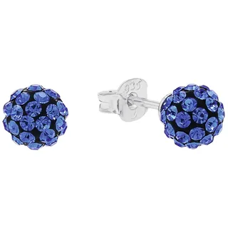 Paar Ohrstecker AMOR, silberfarben, blau, blau, Ohrringe, Damen, 6mm, Silber 925 (Sterlingsilber), Paar Ohrstecker, mit Kristallglas