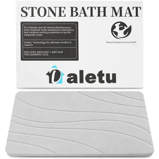 Daletu Badematte Stein Kieselgur, Duschvorleger Schnelltrocknend Stone Bath Mat, duschmatte rutschfest Saugfähig badematten für Badezimmerböden, Küchentheke, Geschirr, Pflanzen oder Haustiere