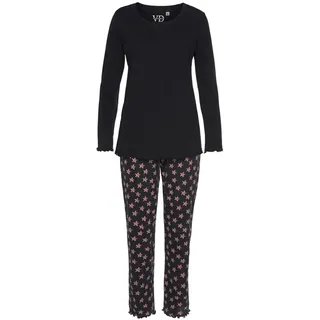 vivance dreams by lascana Pyjama Set mit Sternchen-Druck Schwarz/Pink 32/34