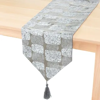 DRW Tischläufer aus Polyester, Grau, 30 x 1 x 180 cm