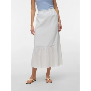 Vero Moda Maxirock "VMTRINE MW MAXI SKIRT WVN NOOS" Baumwolle, snow weiß