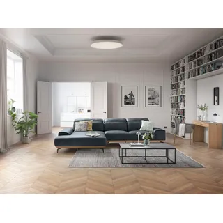 Musterring Wohnlandschaft "MR 2490 Ecksofa mit erstklassigem Sitzkomfort, Long-Life-Leder" Fuß Schwarz, Sitzhöhe 46cm, wahlweise mit Funktionen, Maße 342x207 cm, blau, s