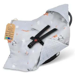 Totsy Baby Einschlagdecke Babyschale Decke Kinderwagen 90 x 90 cm - universal Baby Babydecke für Buggy Autositz Winter Baumwolle Minky Teddybären