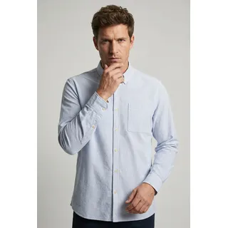 Langarmhemd CAMEL ACTIVE, Herren, Gr. L, N-Gr, blau (sky blau), Stoff, Obermaterial: 100% Baumwolle, gestreift, regular fit, Rundhals, 2-Knopf-Manschette, Hemden Langarmhemd, mit Button-down-Kragen