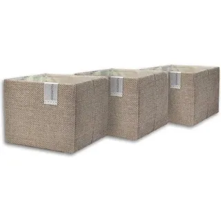 Mini-Aufbewahrungskörbchen, 3er-Set (11 x 11 x 9 cm), hochwertiger kleiner Aufbewahrungskorb als Aufbewahrungsbox für das Badezimmer, Organizer, Wickeltisch, Alltagsgegenstand und hochwertiger Organizer, Stoff, beige - Beige