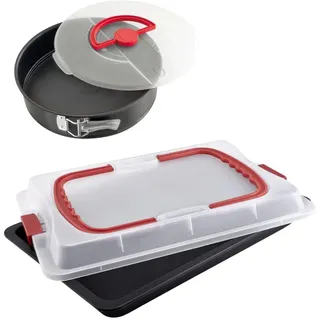 Dr Oetker 9922850 Backblech Set 2 Backbleche mit Deckel, Backblech, Springform, Backblech, Backblech, Stahl, 42 x 29 x 4 cm und 26 x 7 cm