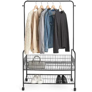Relaxdays Kleiderständer HBT 165 x 90 x 30cm schwarz