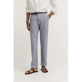 Chinohose BUGATTI, Herren, Gr. 36, Länge 30, blau (350, blau), 97% Baumwolle, 3% Elasthan, kariert, normal, Hosen Chinohose, mit körpernaher Passform