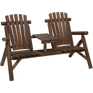 Outsunny Gartenbank mit Tisch, 157 x 88 x 103 cm, Massivholz, Braun , Holz , 88x103x157 cm , Gartenmöbel, Gartenbänke