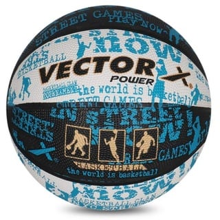 Vector X Power Basketball | Color: Black, White & White | Size: 3 | for Men & Boys | Material: Rubber | Water Resistant Ball | Moisten Needle Before Insterting