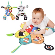 Vicloon Spielkissen, Musikspielkissen für Neugeborene zum Spielen in der Bauchlage, Kissen Baby mit Spiegel und BPA-freiem, Babyspielzeug sensorische Funktionen, Babyspielzeug ab der Geburt