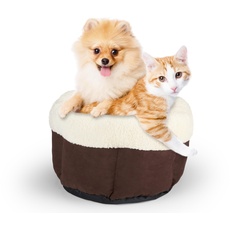 maxxpro Katzenbett - Kleiner Hundebett - Supersoft - Waschbar - Braun/Weiß