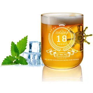 Glamifyr Geschenke zum 18 Geburtstag Junge,Bierglas 330ml,Bierglas mit Gravur,Entspannungs-Glas mit Drehfunktion,Personalisiert Bierkrug,Whisky Gläser,Whiskey Gläser,Bier Geschenke Junge 18.