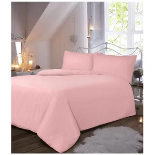 GC GAVENO CAVAILIA Hochwertiger einfarbiger Biber-Bettbezug und passende Kissenbezüge, luxuriöses, pflegeleichtes Bettwäsche-Set, weich und gemütlich, 100% gebürstetes Baumwollleinen, Rosa