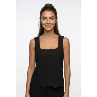 Spitzentop VERO MODA "VMLOUISE SL SQUARE NECK TOP JRS", Damen, Gr. M, schwarz, Jersey, Obermaterial: 100% Baumwolle, unifarben, regular fit normal, eckiger Ausschnitt, Tops Spitzentop, Baumwolle, regular fit
