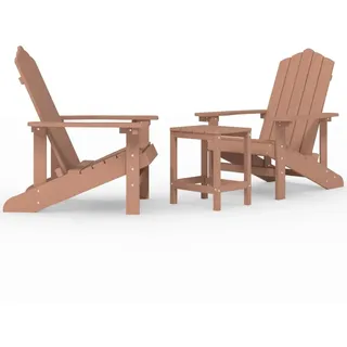 Adirondack-Gartenstühle mit Tisch HDPE Braun - Braun