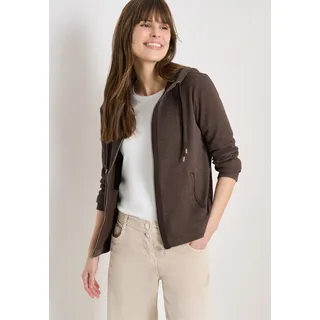 Kapuzensweatjacke CECIL, Damen, Gr. L (42), macchiato braun, Sweatware, Obermaterial: 80% Baumwolle, 15% Polyester, 5% Elasthan, unifarben, bequem hüftbedeckend, Rundhals, Bündchen, Sweatjacken Kapuzensweatjacke, mit Kapuze und Taschen