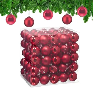 Relaxdays Weihnachtskugeln 100er Set, Weihnachtsdeko, matt , glänzend, Christbaumkugel ∅ 6 cm