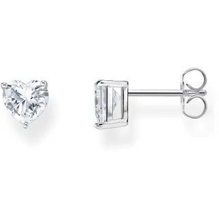 Thomas Sabo Ohrstecker mit weißem Stein in Herzform Recyceltes 925 silber,