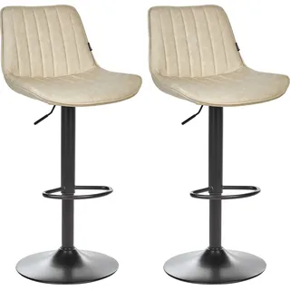 BELIANI Barhocker Hellbeige Kunstleder Höhenverstellbar Drehbar mit Hoher Rückenlehne Gesteppt Metallgestell Fußstütze Retro Kücheninsel Küchenbar - Beige, Schwarz