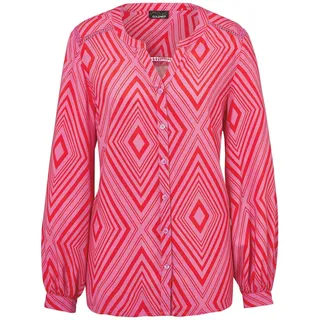 GOLDNER Kurzarmbluse "Kurzgröße Bluse mit Tunika Ausschnitt" keine/nicht relevant, rot, pink, gemustert