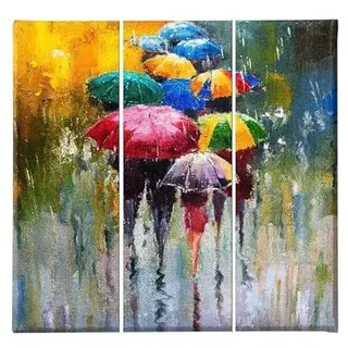 Homemania HM203PKNV-63 Regenschirm-Bild – 3-teilig – Kunst und Graffiti – für Wohnzimmer, Schlafzimmer, Mehrfarbig, Polyester, Holz, 69 x 3 x 50 cm