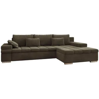 Mirjan24 Eckcouch Textil 6-Sitzer Dunkelbraun