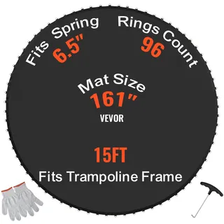 Vevor Trampolinmatte Sprungtuch Schwarz Ø 457 cm