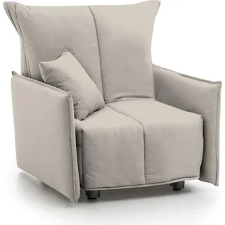 Schlafsofa Almerinda, Einzelsofa, 100%  Italy, Wohnzimmersessel mit Trolley-Öffnung, aus gepolstertem Stoff, mit Standard-Armlehnen, Cm 110x90h85, Beige - Beige