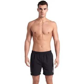 Badeshorts ARENA "FUNDAMENTALS ARENA LOGO BOXER R", Herren, Gr. XXL, N-Gr, schwarz-weiß (schwarz, weiß), Obermaterial: 100% Polyester, Badehosen Badeshorts, schnelltrocknendes Material, mit elastischem Bund