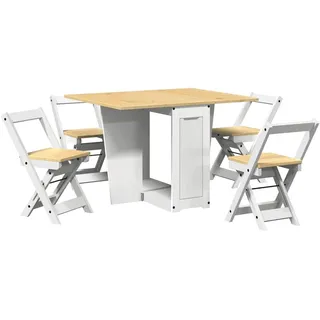 vidaXL 5-tlg. Butterfly-Esstisch-Set Corona Weiß Kiefernholz