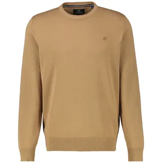 Strickpullover LERROS "Crewneck Strickpullover", Herren, Gr. M, light coffee, 100% Baumwolle, Pullover Strickpullover, Weicher Strick-Pullover, Rundhalsausschnitt, lange Ärmel, pflegeleicht